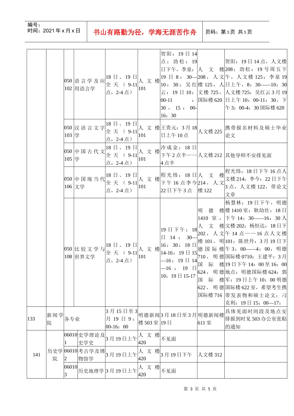 中国人民大学XXXX年导师与博士生见面（面试）安排-中国_第3页