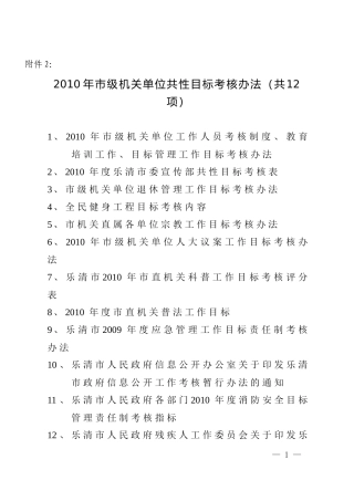 人力资源-2022XXXX年市级机关单位共性目标考核办法-乐清市人事局共性目