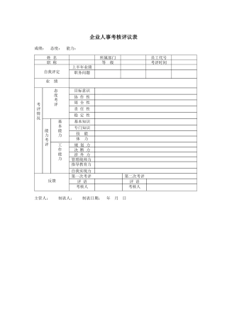 企业人事考核评议表