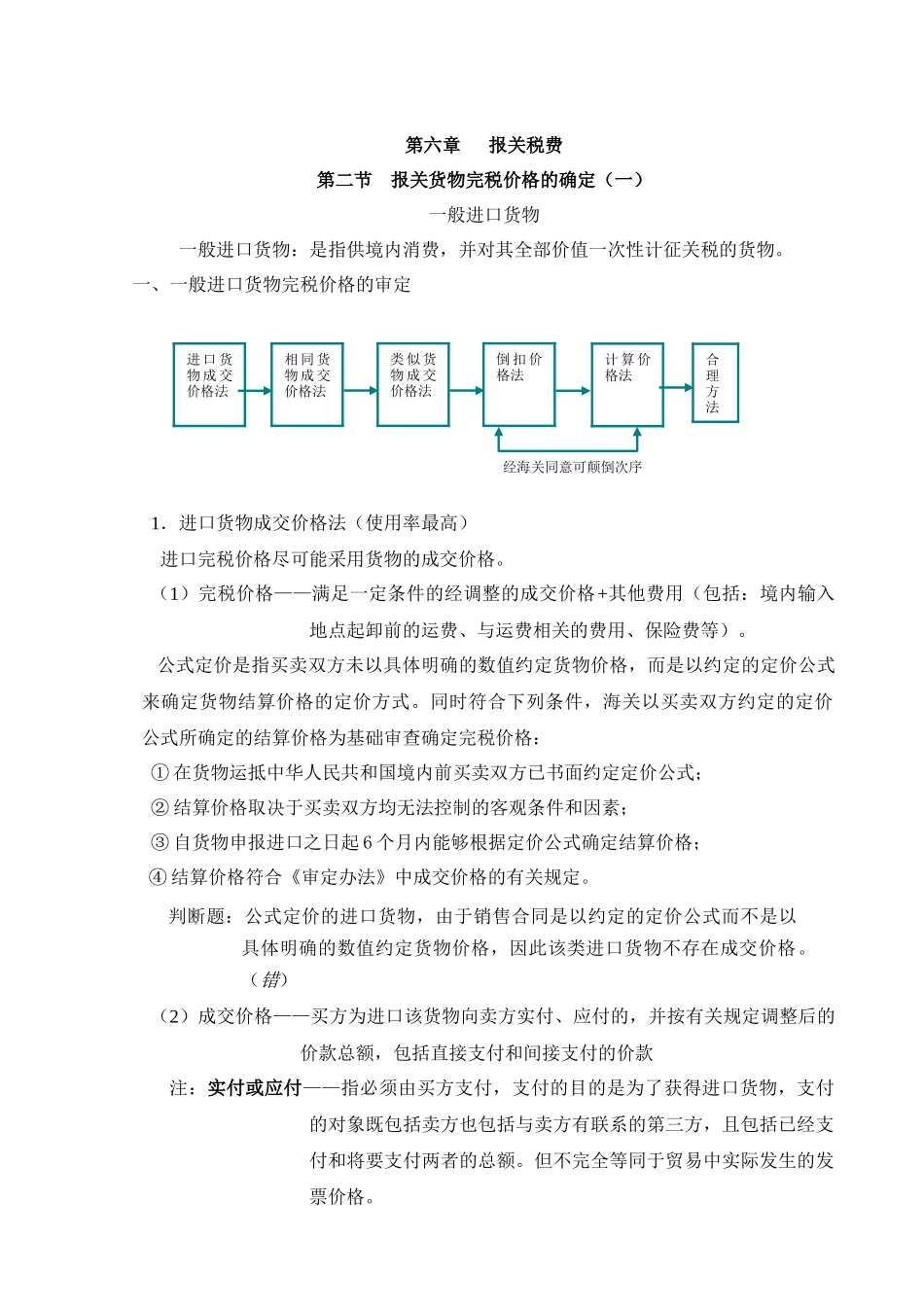 第二节 报关货物完税价格的确定 (一)_第1页