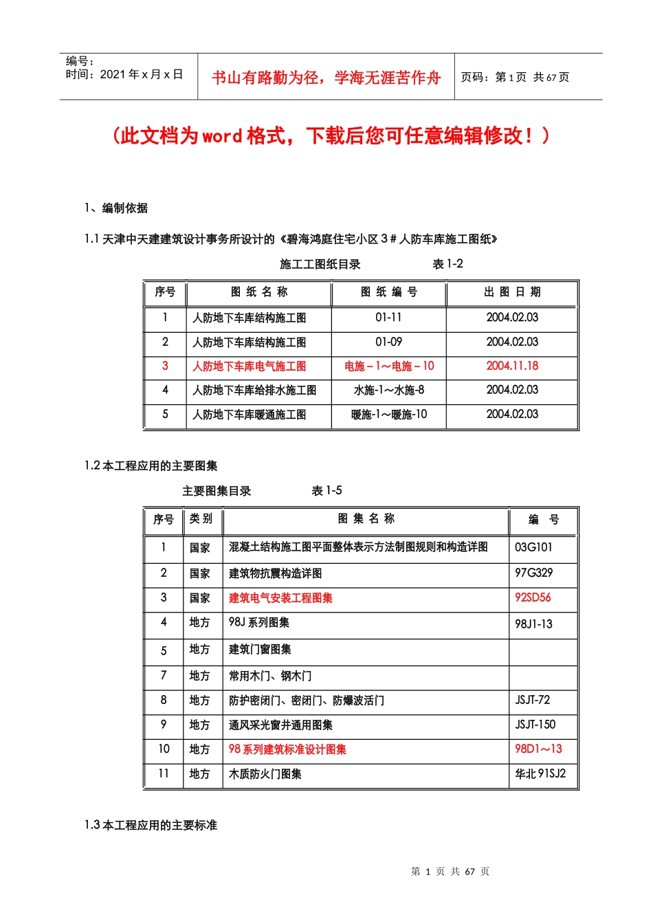 地下车库人防施工组织设计施工方案培训资料_第1页