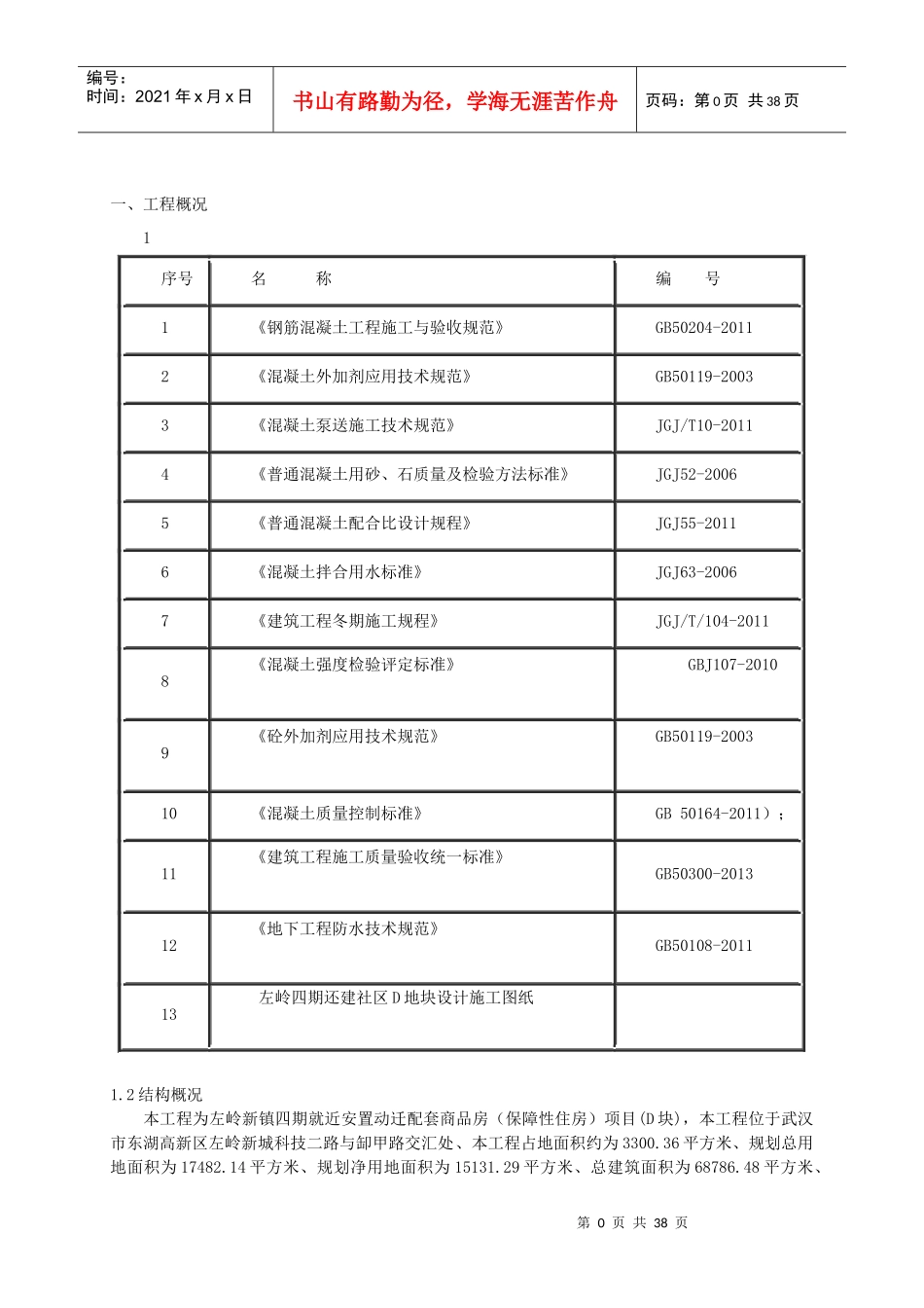 左岭混凝土工程施工方案培训资料_第2页