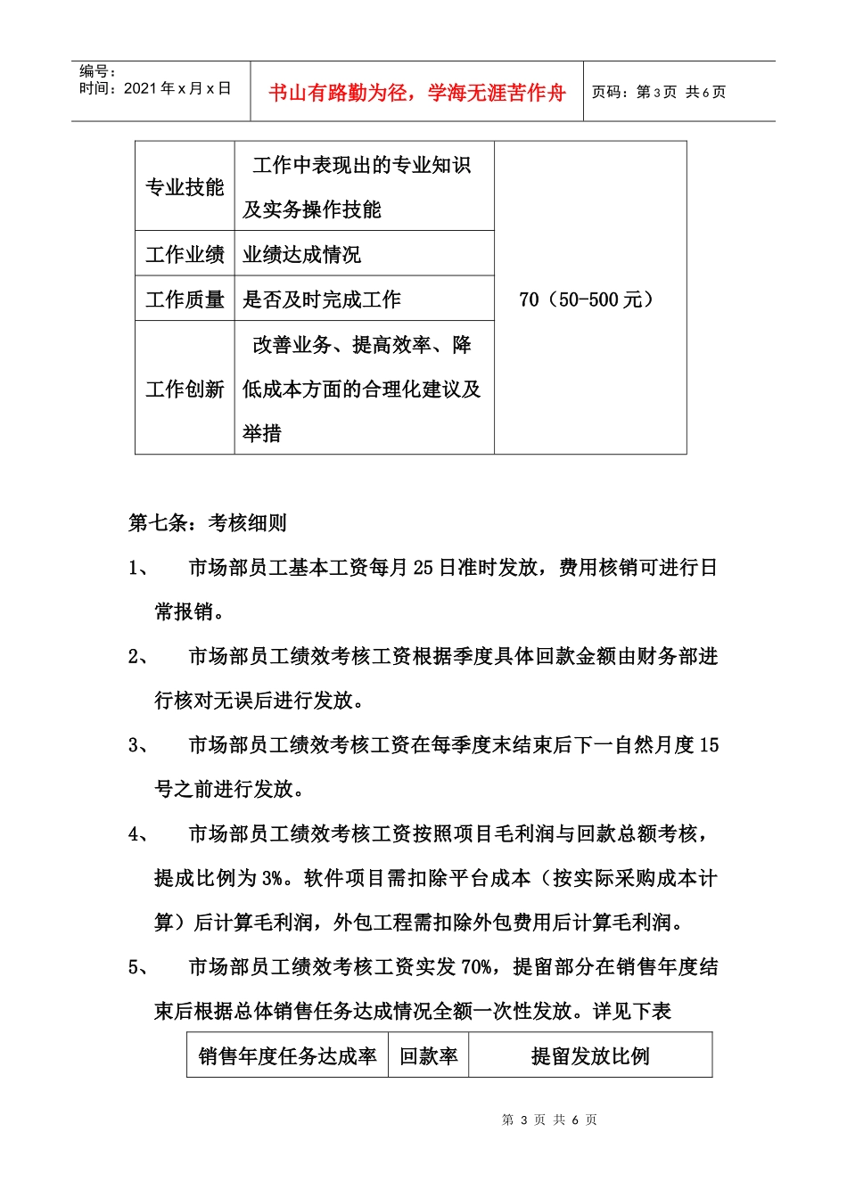 市场部绩效考核方案_第3页