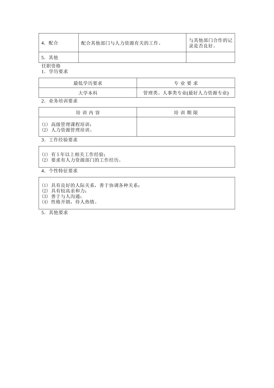 人力资源部经理职位说明书（DOC 2页）_第2页