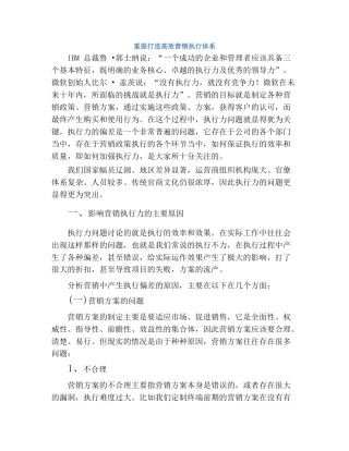 打造高效营销执行体系
