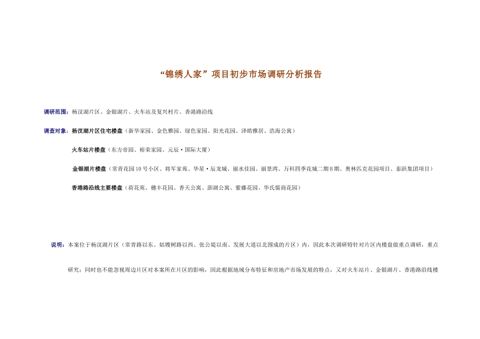 某房地产项目初步市场调研分析报告_第1页
