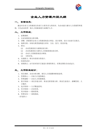 企业人力资源内训大纲
