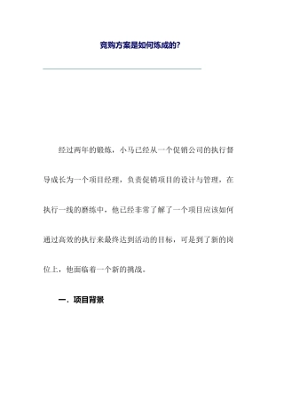 竞购方案是怎样炼成的