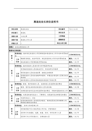 中船重工研究所离退处处长岗位说明书