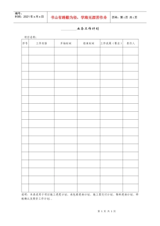 业务工作计划(参考样式)