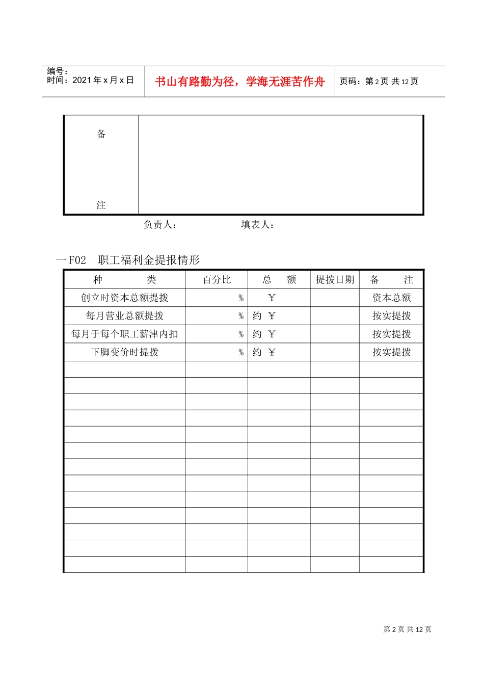 员工福利待遇表格汇总_第2页