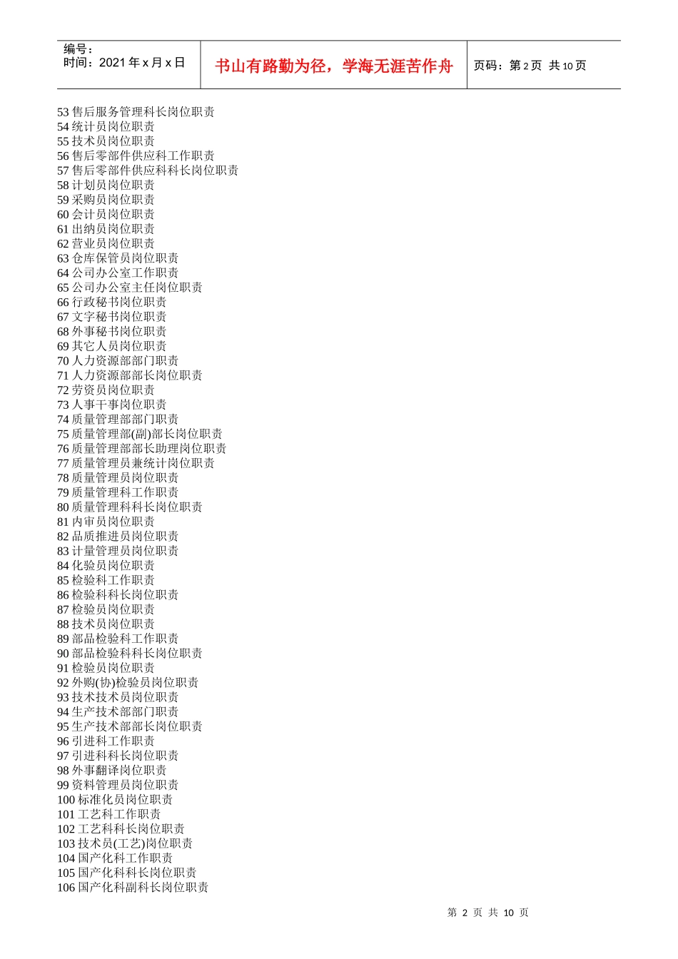 中小型企业工厂工贸岗位职责说明书_第2页