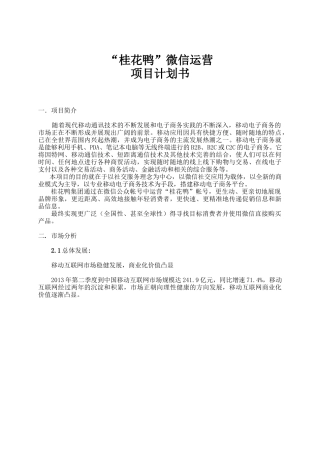 桂花鸭微信运营项目计划书