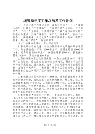 城管局年度工作总结及工作计划
