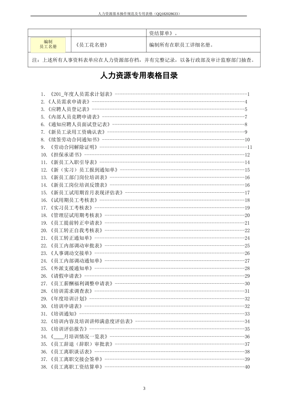 人力资源基本操作规范及专用表单_第3页