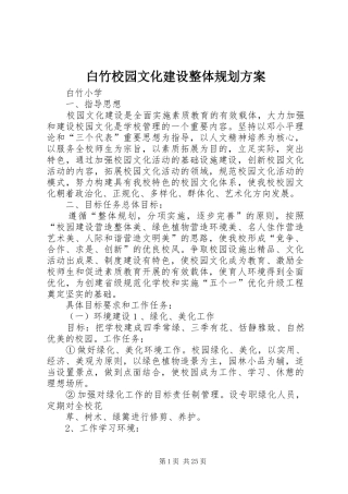 白竹校园文化建设整体规划方案
