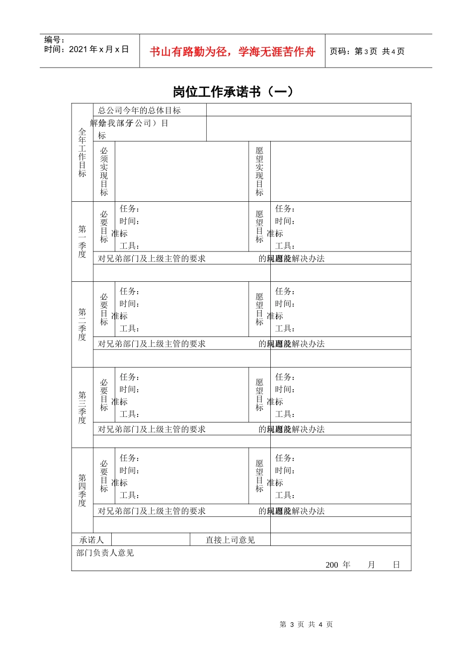 岗位职业生涯计划书_第3页