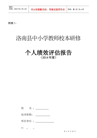 小学教师校本研修个人绩效评估报告