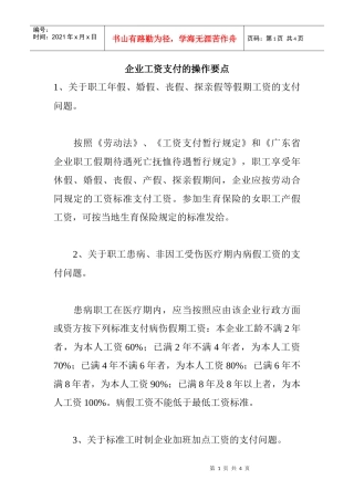 企业工资支付的操作要点（DOC 2页）