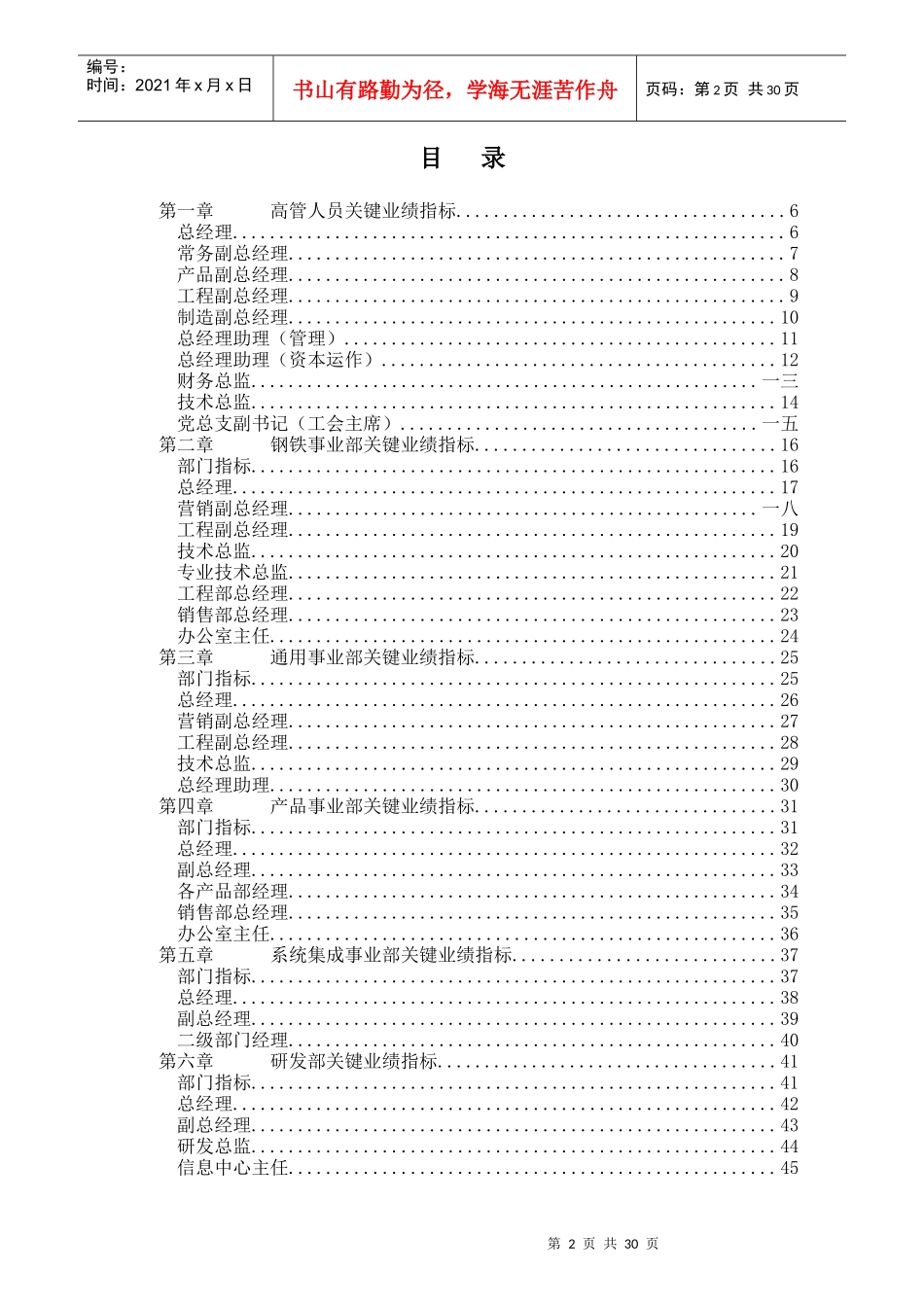 北京某公司任务绩效指标库_第2页