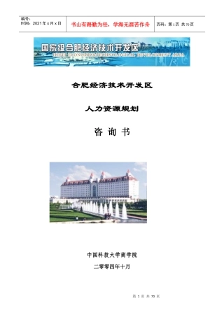 合肥经济技术开发区人力资源规划咨询书