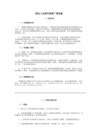 鸿运三全酒市场推广策划案