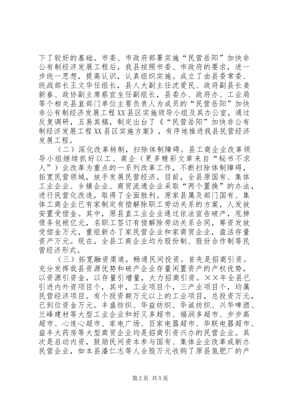 ×县年民营工作总结及年工作规划_第2页