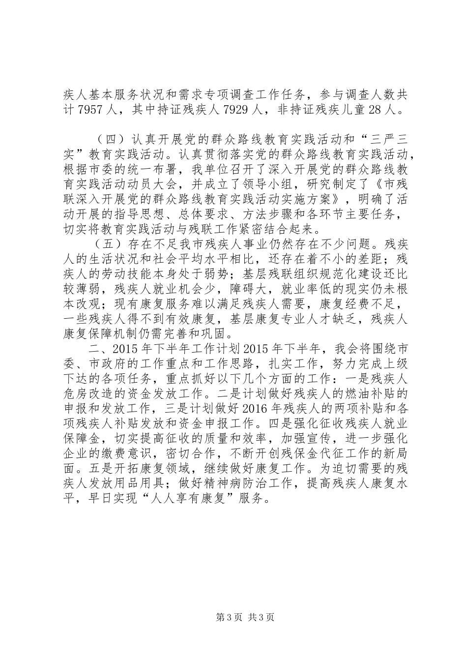 残联上半年工作总结和下半年工作计划_第3页