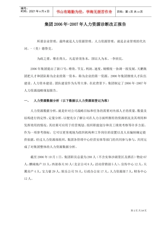 集团年度人力资源诊断报告
