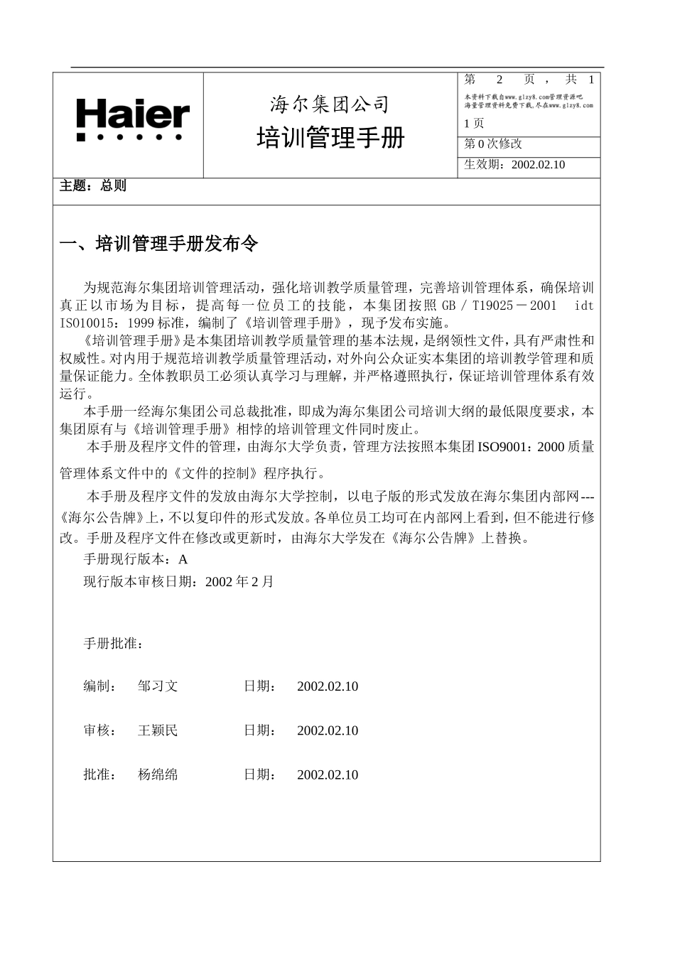 海尔集团企业培训管理手册_第2页