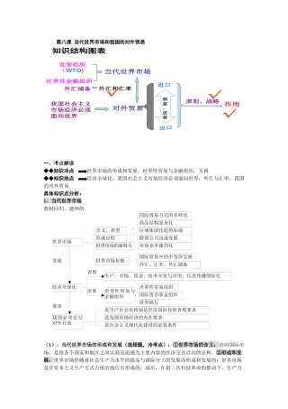 第八课 当代世界市场和我国的对外贸易复习教案(5)