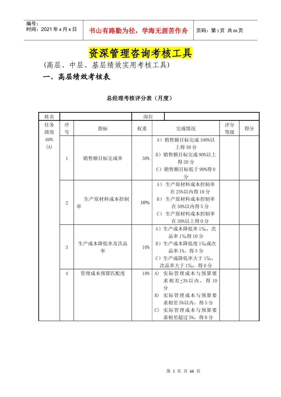 资深管理咨询绩效管理案例_第1页