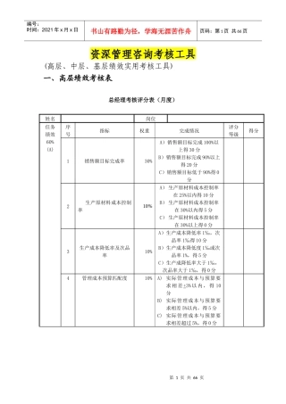 资深管理咨询绩效管理案例