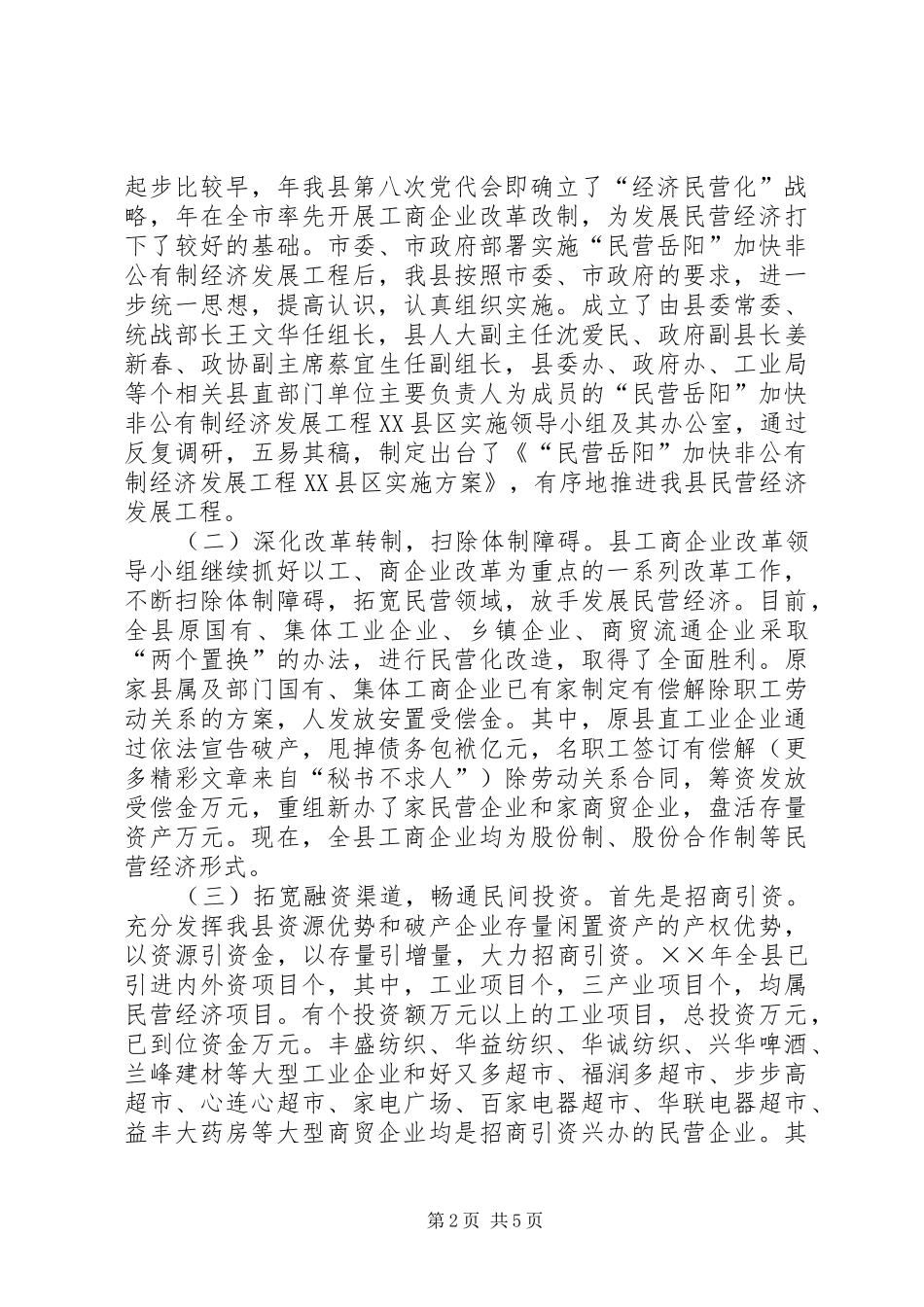 ×县××年民营工作总结及××年工作规划_第2页