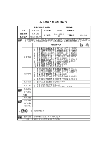 商务公司总经理岗位说明书