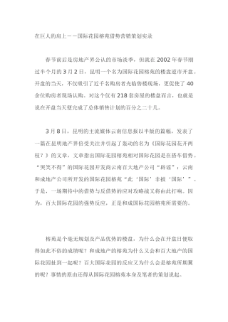 房地产行业国际某花园借势营销策划实录