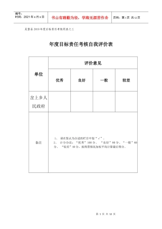 乡镇考核用表