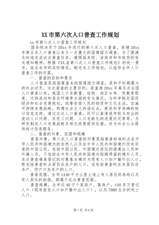 XX市第六次人口普查工作规划