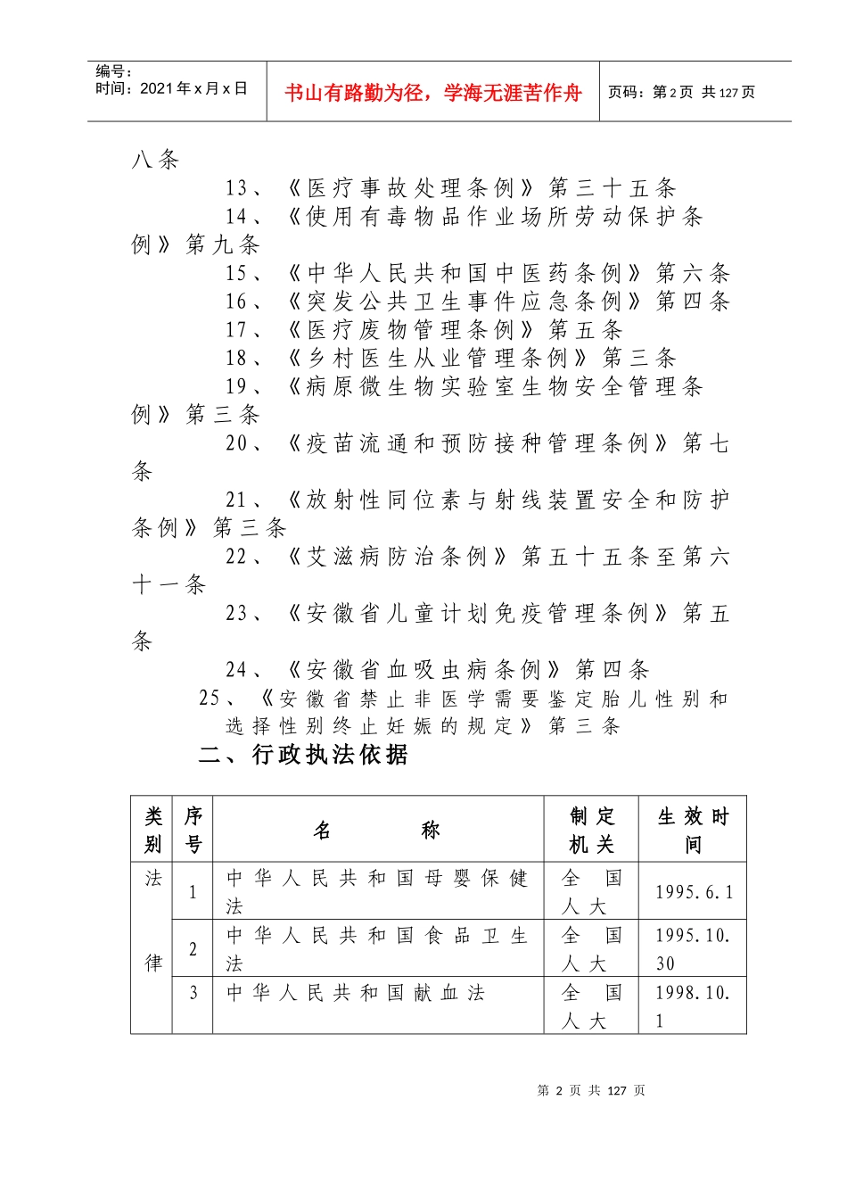 安徽省卫生厅行政执法依据_第2页