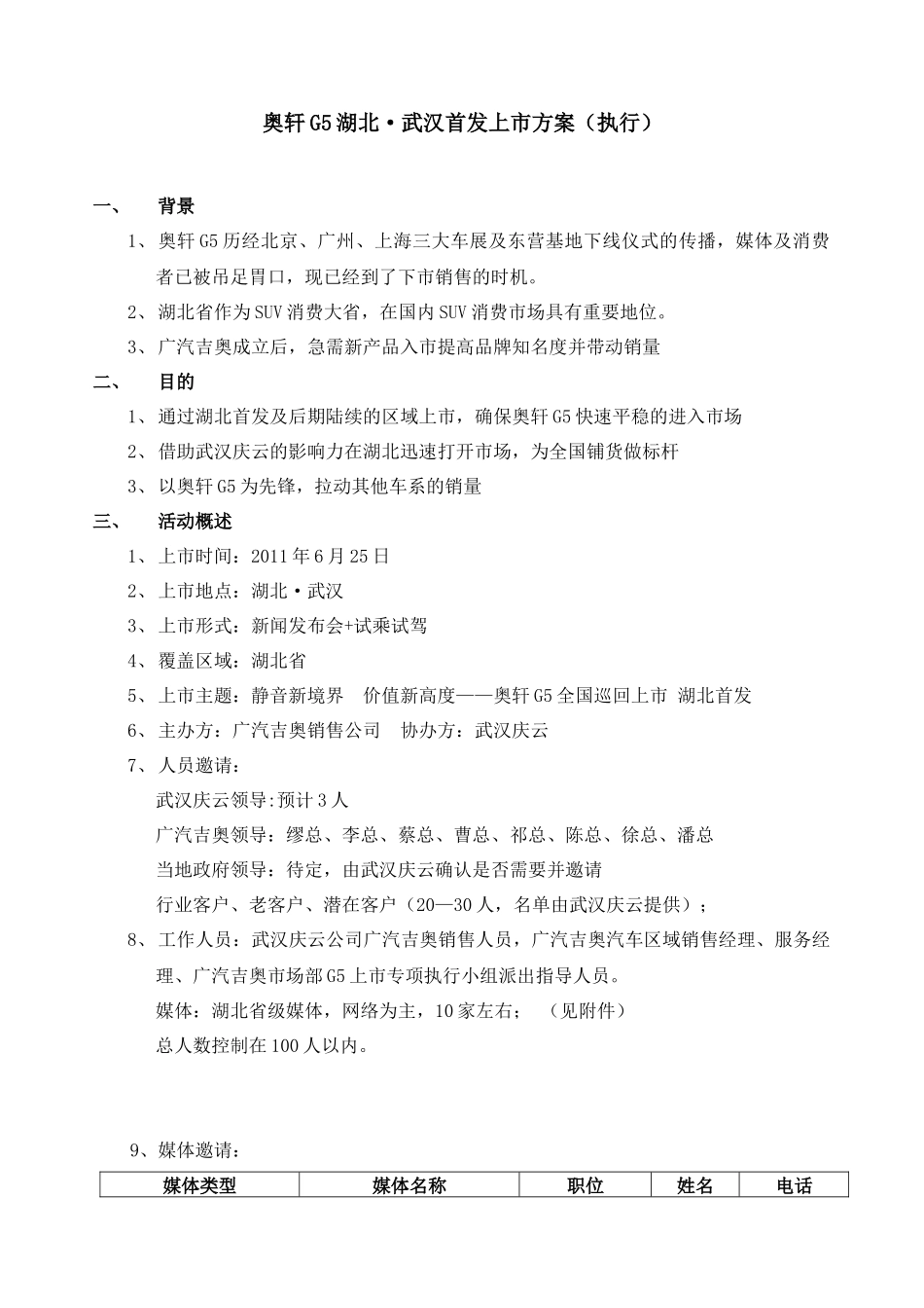 某汽车销售公司首发上市方案_第1页