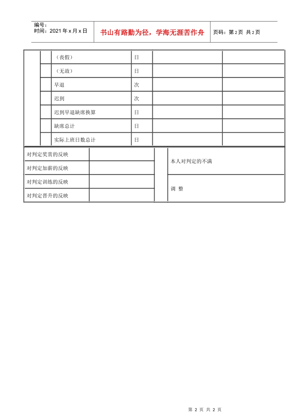 业务单位·公司职员的人事考绩表格（B）(1)_第2页