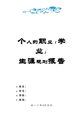 个人的职业生涯规划报告