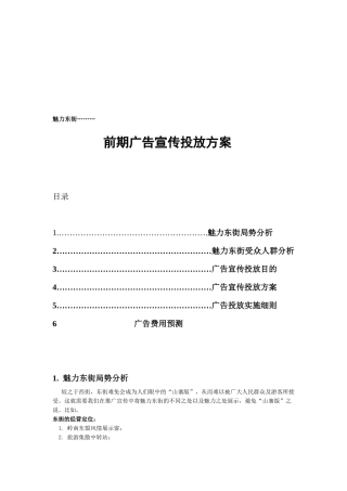 魅力东街前期广告宣传投放方案