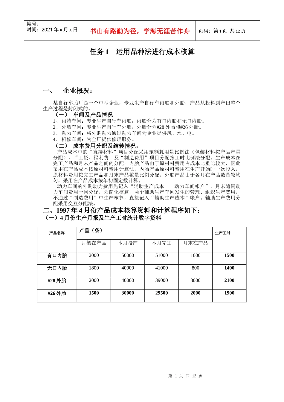 运用品种法进行成本核算_第1页