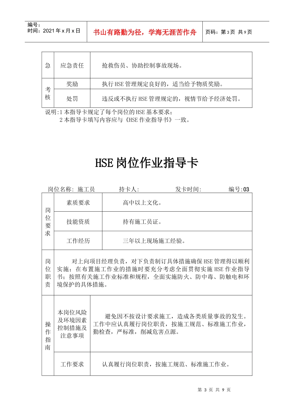 人力资源-2022HSE岗位作业指导卡_第3页