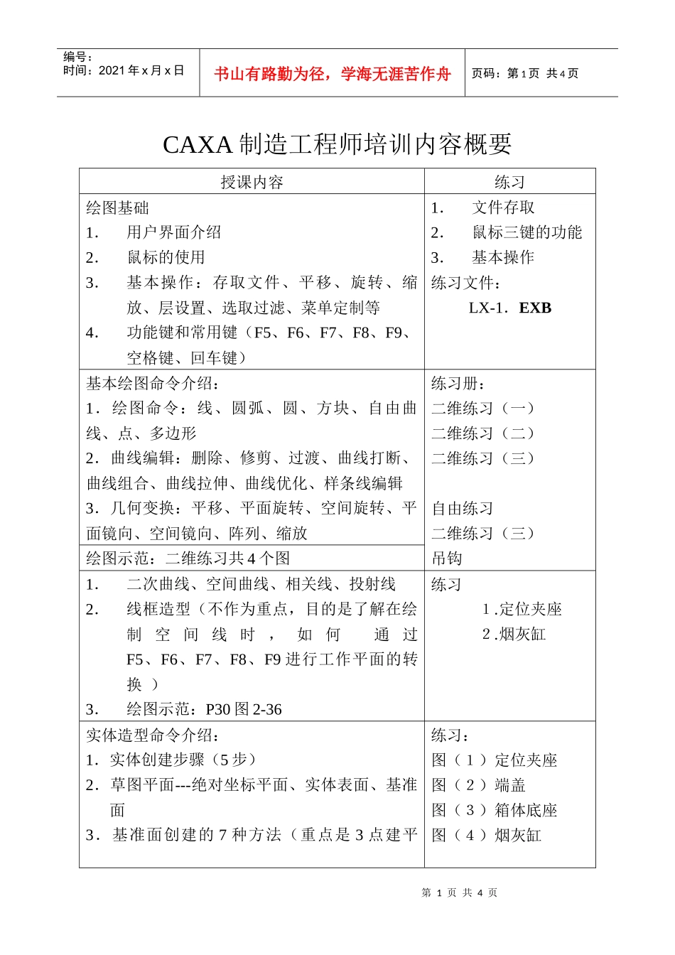 人力资源-2022CAXA制造工程师培训内容概要_第1页