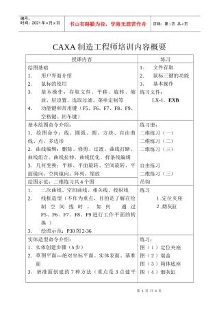 人力资源-2022CAXA制造工程师培训内容概要
