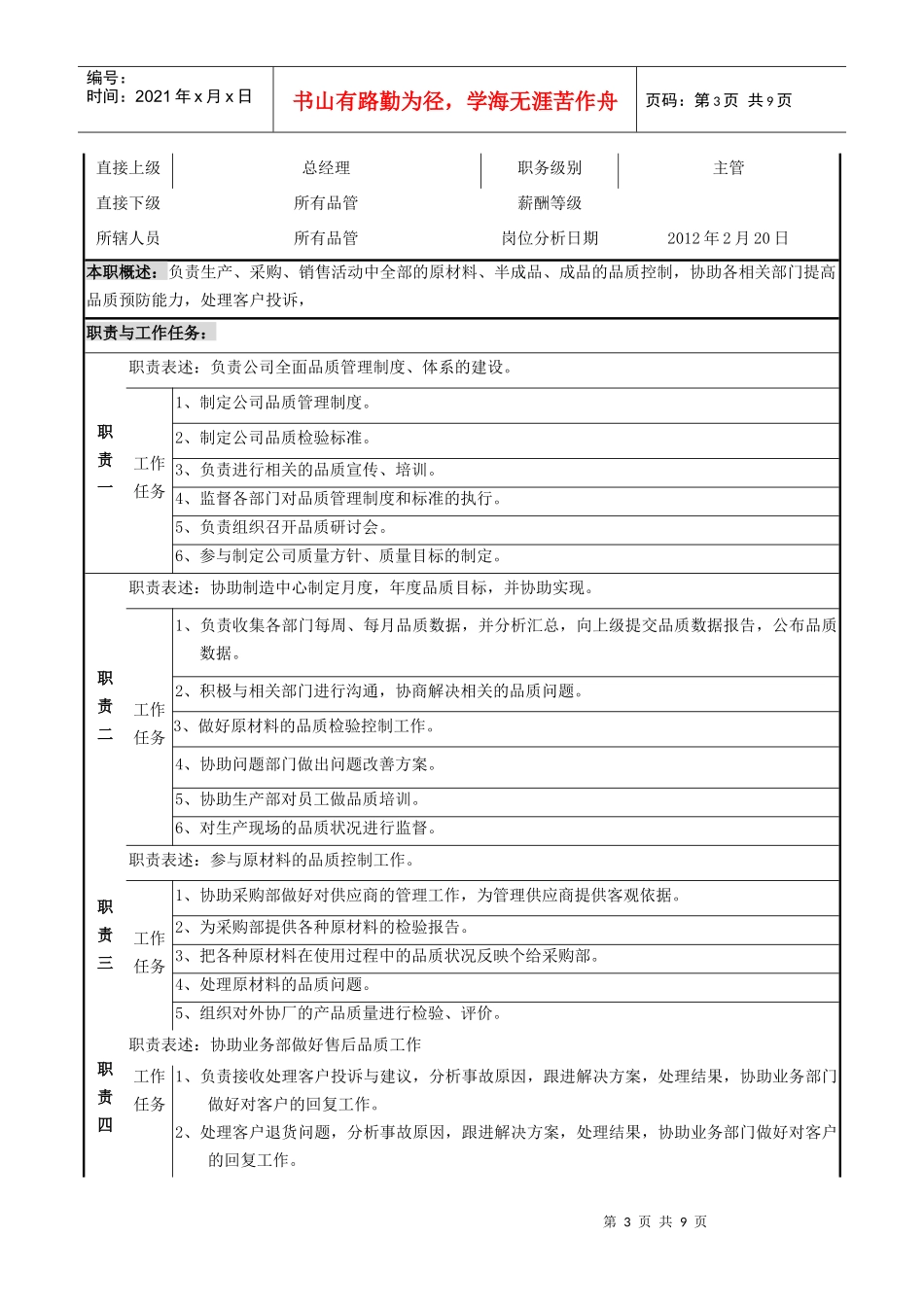 品质部组织架构与工作职责_第3页
