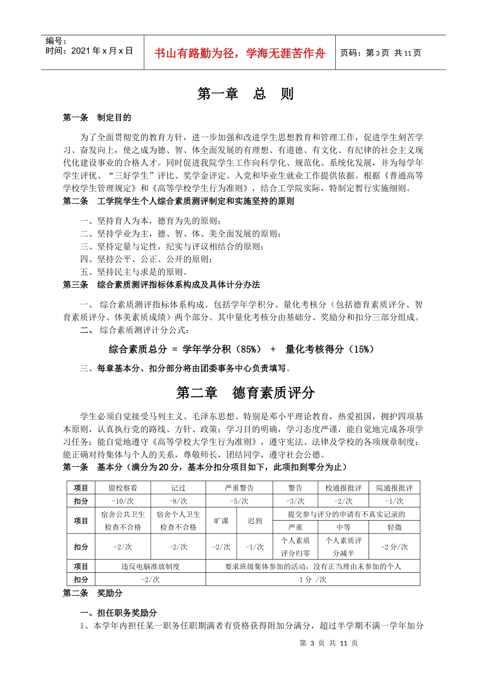 谈工学院学生个人综合素质测评实施细则_第3页