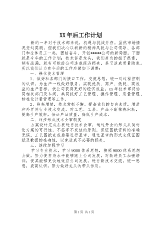 XX年后工作计划